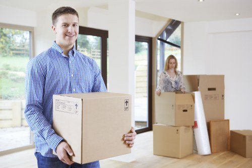 Packed household items ready for removals in Maidavale