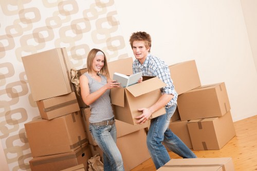 Packed furniture and boxes ready for removals van transport