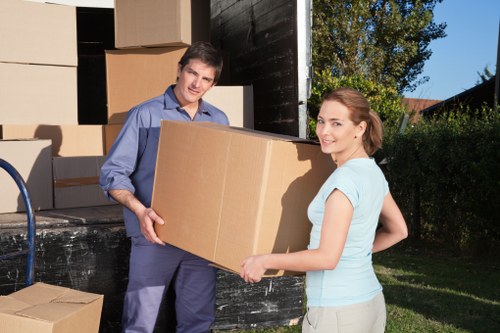 Furniture being prepared for transport by removal truck